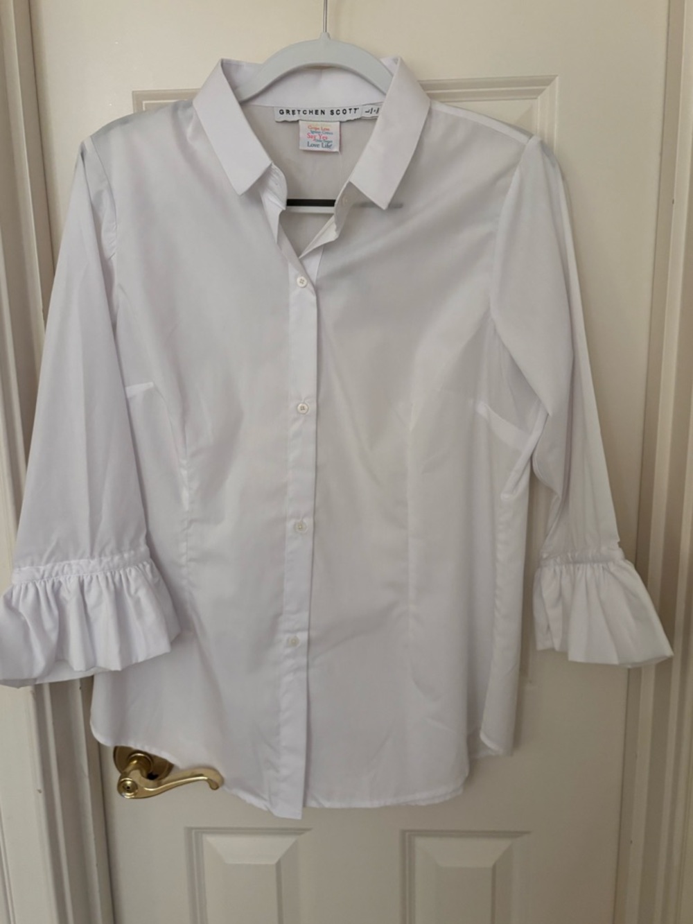 Gretchen Scott White Priss Blouse size L